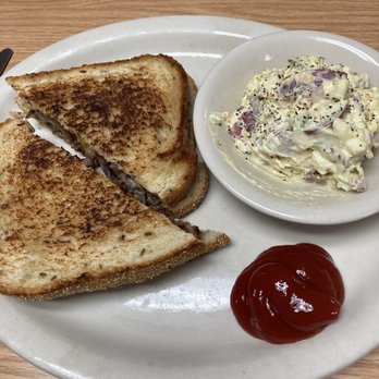 Mountain Quail Cafe - Patty Melt and Potato Salad - American Near Me - Quartzsite, Arizona Mountain Quail Cafe - Patty Melt and Potato Salad - American Near Me - Quartzsite, Arizona