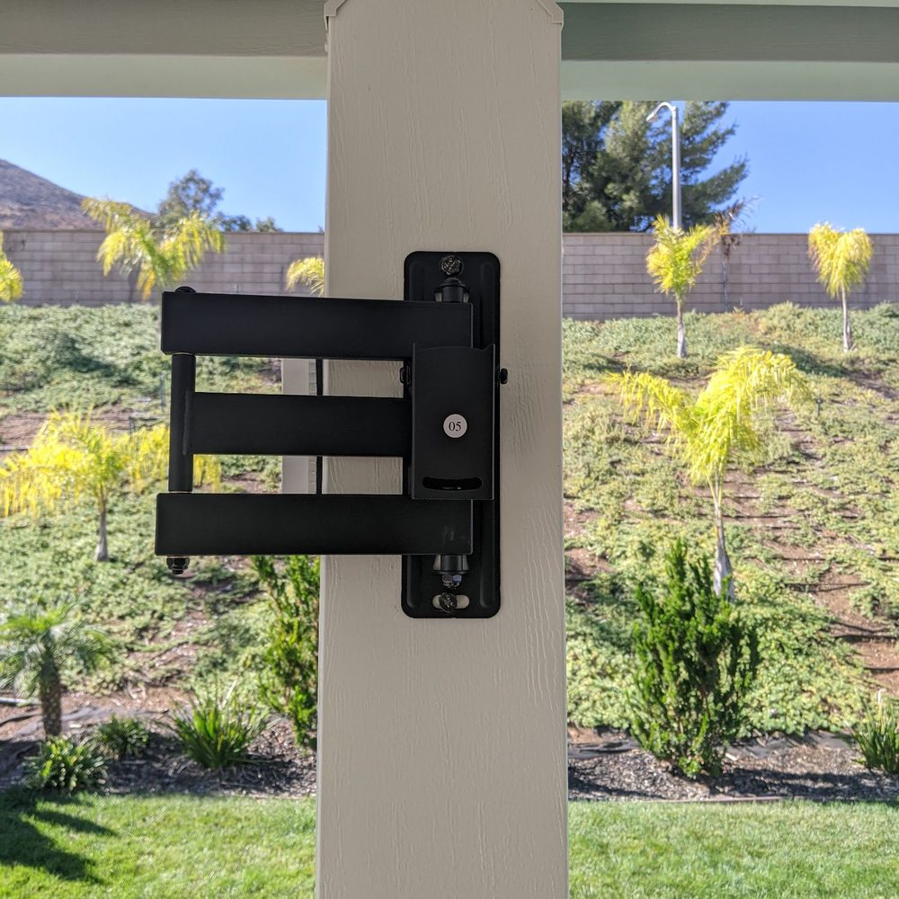 LoVolt Solutions - TV Wall Mount on Patio Cover Post - Security Systems Near Me LoVolt Solutions - TV Wall Mount on Patio Cover Post - Security Systems Near Me