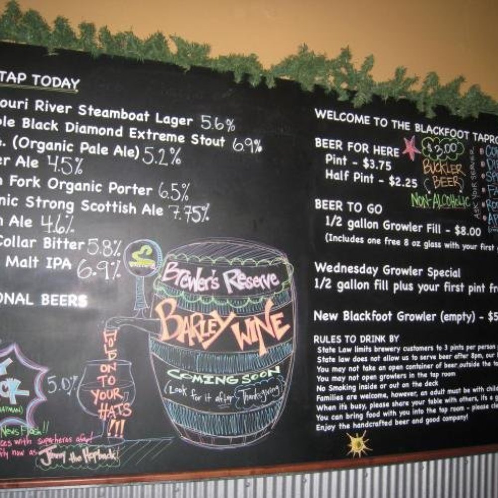 Blackfoot River Brewing - The menu board on Black Friday 2009 - Breweries Near Me - Helena, Montana Blackfoot River Brewing - The menu board on Black Friday 2009 - Breweries Near Me - Helena, Montana