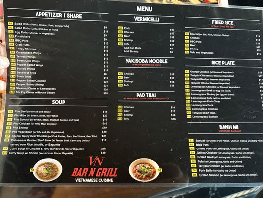 Menu photo 1 VN Bar N Grill Gresham, OR Menu photo 1 VN Bar N Grill Gresham, OR