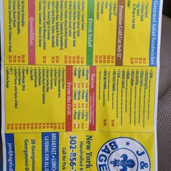 J & J Bagels - Menu