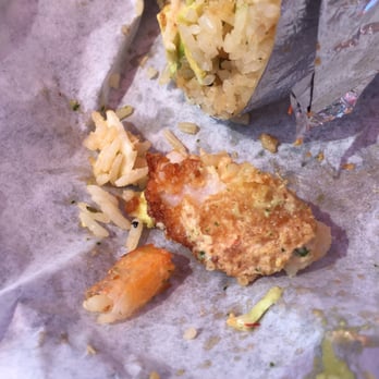 Off The Hook Fish Grill - Shrimp wrap and with tails be careful not to choke on one - Seafood Near Me - Whittier, California