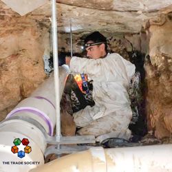 The Trade Society - Hard at work beneath the surface! Our expert plumber tackles a challenging under-slab drain replacement.