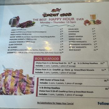 The Kickin Crab - Happy Hour Menu - Cajun/Creole Near Me - Mansfield, Texas The Kickin Crab - Happy Hour Menu - Cajun/Creole Near Me - Mansfield, Texas