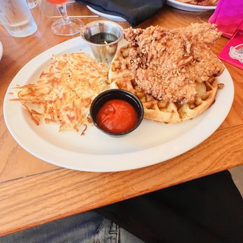 Mud Bugs A Cajun Joint - Chicken and waffle with has browns - Cajun/Creole Near Me - Buda, Texas Mud Bugs A Cajun Joint - Chicken and waffle with has browns - Cajun/Creole Near Me - Buda, Texas