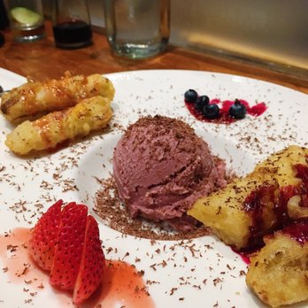 Shizen - Banana tempura with vegan blueberry ice cream - Sushi Bars Near Me - San Francisco, California Shizen - Banana tempura with vegan blueberry ice cream - Sushi Bars Near Me - San Francisco, California