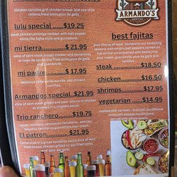 Armando's Mexican Restaurant - Menu as of July 2025