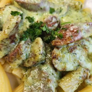 Sonny's Pizza & Pasta - Pesto pasta with sausage - Pizza Near Me - San Clemente, California Sonny's Pizza & Pasta - Pesto pasta with sausage - Pizza Near Me - San Clemente, California