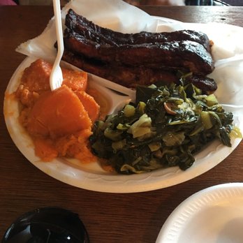 Gram's Mission BBQ - Pork ribs with greens and yams! - Soul Food Near Me - Riverside, California