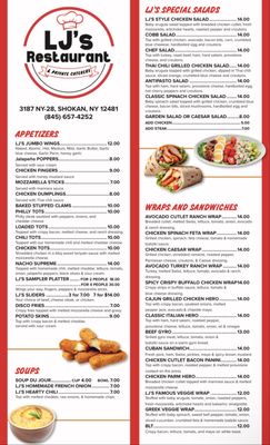 Menu photo 1 Lj’s Restaurant & Private Caterers Shokan, NY Menu photo 1 Lj’s Restaurant & Private Caterers Shokan, NY