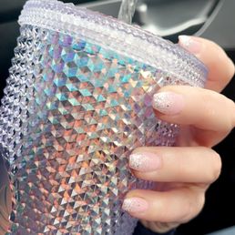 Dip powered nails with the plastic fake tip added. Then he added gel sparkles for a finish my new go to designer Dip powered nails with the plastic fake tip added. Then he added gel sparkles for a finish my new go to designer