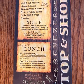 Ebenezer Stop & Shop - Menu 12/25 - Convenience Stores Near Me - West Seneca, New York Ebenezer Stop & Shop - Menu 12/25 - Convenience Stores Near Me - West Seneca, New York