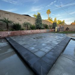 Duran Lawn Creations - Raised paver patio, project completed in Rancho Cucamonga