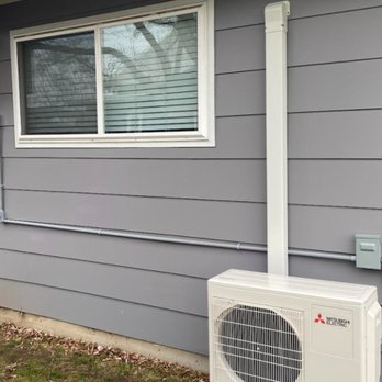 All American Mechanical - Mitsubishi mini-split install with hide line. Mini-Split and AC Unit installation and repair specialists in Hood River and Wasco County - Heating & Air Conditioning/HVAC Near Me - The Dalles, Oregon