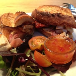 Fee & Brown - Highly recommend the Serrano, grilled chicken and sun dried tomatoes, with a sweet chill dip.