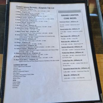Grand Canyon Brewing Distillery - Beer menu - Brewpubs Near Me - Kingman, Arizona