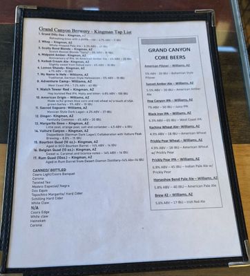Menu photo 1 Grand Canyon Brewing Distillery Kingman, AZ