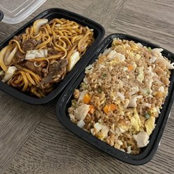 Rice & Noodle - Hibachi noodles with beef & hibachi rice with chicken