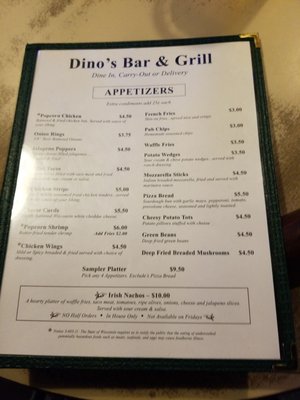 Menu photo 2 Dino's Bar & Grill Dodgeville, WI