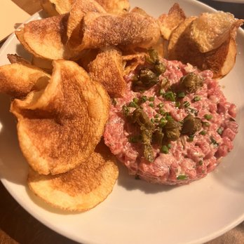 Thistle & Leek - Steak tartare, shallot, caper, potato crisps - Gastropubs Near Me - Newton, Massachusetts Thistle & Leek - Steak tartare, shallot, caper, potato crisps - Gastropubs Near Me - Newton, Massachusetts