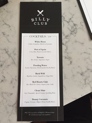 Menu photo 6 Billy Club Buffalo, NY
