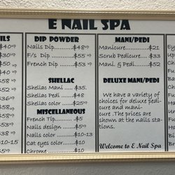 E Nails Spa - Menu of Services / Prices