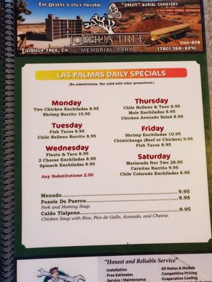 Menu photo 3 Las Palmas Restaurant Yucca Valley, CA