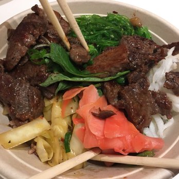 BIBIMIX - Steak with pickled ginger, daikon, and cabbage plus seaweed salad and basil. YUM! - Korean Near Me - Arlington, Virginia