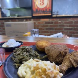 Banana pudding, Green Beans, Mac & Cheese, Fried Chicken