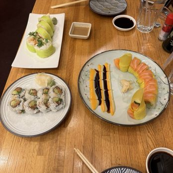 Akai Hana - Pixie roll, spicy salmon added avocado and the Harvest roll. - Japanese Near Me - Columbus, Ohio