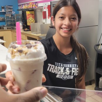 Tocumbos Ice Cream - Abby handing me a delicious Fresas con Crema! - Desserts Near Me - Murrieta, California Tocumbos Ice Cream - Abby handing me a delicious Fresas con Crema! - Desserts Near Me - Murrieta, California