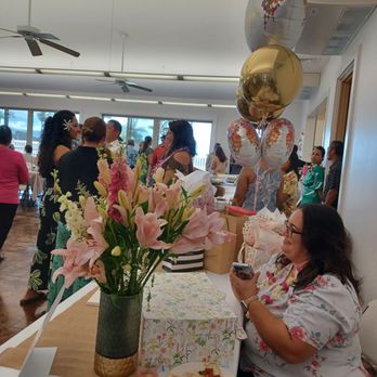 Royal Kunia Community Center - 06/01/24 Reception table.  Kitchen just beyond the balloons - Venues & Event Spaces Near Me - Waipahu, Hawaii