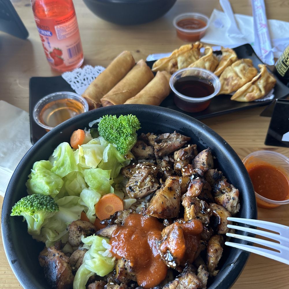 Blue Sushi - Chicken Teriyaki Gyoza Spring rolls - Japanese Near Me - Wasco, California Blue Sushi - Chicken Teriyaki Gyoza Spring rolls - Japanese Near Me - Wasco, California