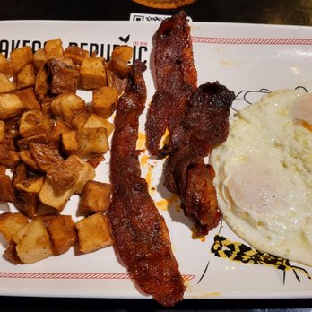Breakfast Republic - American breakfast sub Jurassic bacon and sub cinnamon roll pancake - good - Breakfast & Brunch Near Me - Costa Mesa, California Breakfast Republic - American breakfast sub Jurassic bacon and sub cinnamon roll pancake - good - Breakfast & Brunch Near Me - Costa Mesa, California