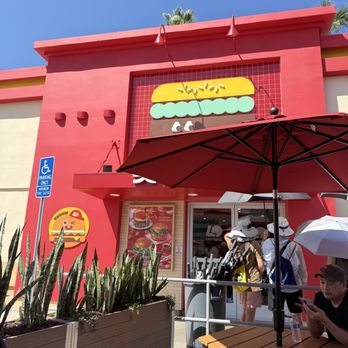 LOTTERIA Fullerton - Entrance with umbrellas - Burgers Near Me - Fullerton, California