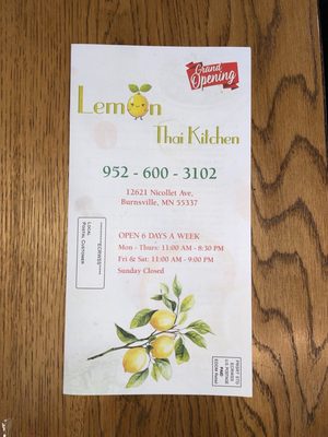 Menu photo 3 Lemon Thai Kitchen Burnsville, MN