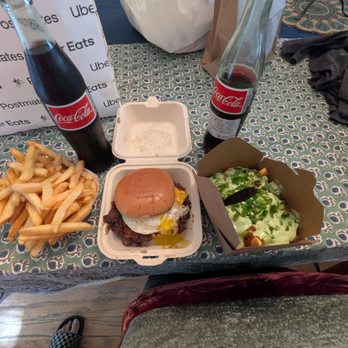 The Great White Hut - Double smash burger with bacon and egg also Fiesta loaded fries - Burgers Near Me - Los Angeles, California The Great White Hut - Double smash burger with bacon and egg also Fiesta loaded fries - Burgers Near Me - Los Angeles, California