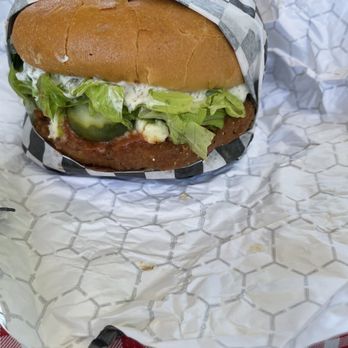 The Wagon - Blue Cheese Buffalo Chicken Burger - Vegan Near Me - Portland, Oregon The Wagon - Blue Cheese Buffalo Chicken Burger - Vegan Near Me - Portland, Oregon