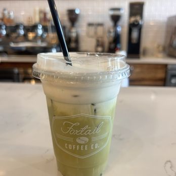 Foxtail Coffee - Iced Butterscotch Matcha Latte with Vanilla Cold Foam - Coffee & Tea Near Me - Carrollwood, Florida