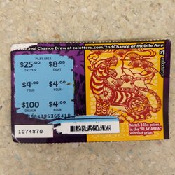 Campus Chevron - Year Of The Tiger Lottery ticket, bought only 1 and won $4 on Chinese New Year Day. February 1 , 2022