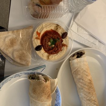 Cafe Yafa - Hummus, falafel wrap, chicken shwarmeh wrap, and a danish - Mediterranean Near Me - Natick, Massachusetts