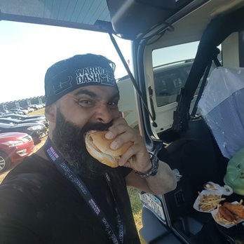 Warrior Dash At Pocono Raceway - Grilled T-Rex on a bun with fries, yes I said T-Rex , a growing boy needs to eat. - Stadiums & Arenas Near Me - Long Pond, Pennsylvania Warrior Dash At Pocono Raceway - Grilled T-Rex on a bun with fries, yes I said T-Rex , a growing boy needs to eat. - Stadiums & Arenas Near Me - Long Pond, Pennsylvania