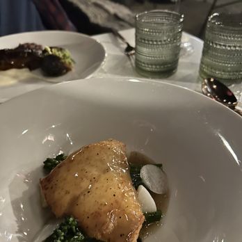 First & Oak - PAN-SEARED HALIBUT - New American Near Me - Solvang, California