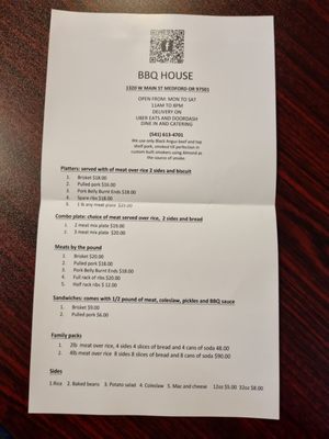 Menu photo 3 BBQ HOUSE Medford, OR