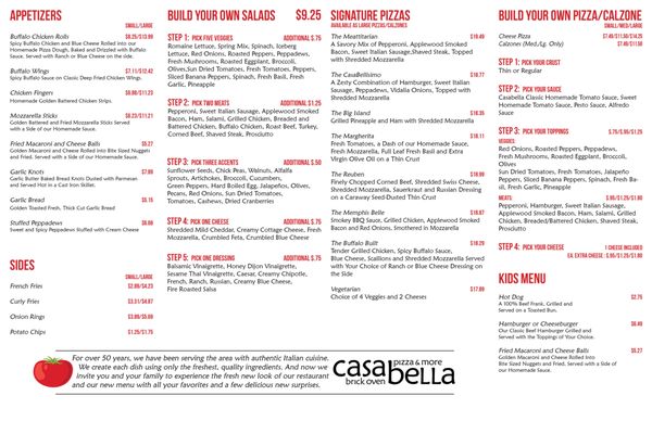 Menu photo 2 Casa Bella Pizza Medfield, MA Menu photo 2 Casa Bella Pizza Medfield, MA
