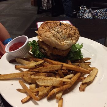 Local Goat - Pimento cheese burger with hand cut fries and homemade ketchup. - New American Near Me - Pigeon Forge, Tennessee Local Goat - Pimento cheese burger with hand cut fries and homemade ketchup. - New American Near Me - Pigeon Forge, Tennessee
