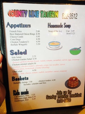 Menu photo 3 County Line Comstock, WI