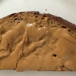 Rye Sourdough with Peanut Butter for breakfast on 05/05/25. Rye Sourdough with Peanut Butter for breakfast on 05/05/25.