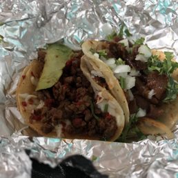 Gypsy Tony taco and tripe taco ($2 each) palm size but delicious Gypsy Tony taco and tripe taco ($2 each) palm size but delicious