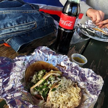 Las Trancas - Mexican Cola. Al pastor on corn. Barbacoa on flour. And bean and cheese tacos. - Mexican Near Me - Austin, Texas